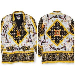 Vintage 80s Cherub Sequin Michelangelo Rhinestone 2 Button Jacket‎ Blazer Womens